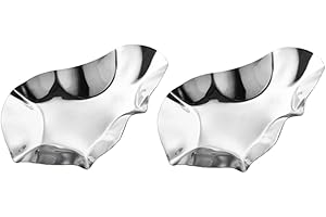 OFFIGAM 2pcs Stainless Steel Oyster Plate Dipping Dishes for Seasoning Trays for Serving Oyster Shell Dishes