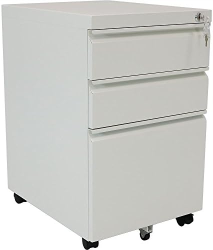 CASL Brands Rolling Steel 3-Drawer Wheeled Mobile File Cabinet with Lock for Home or Office