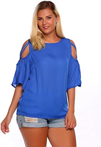 Involand Plus Size Women's Loose Casual Short Sleeve Chiffon Top T-shirt Blouse, Bronze Violet, 18 Plus
