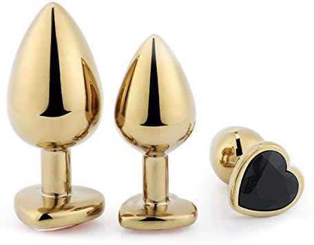 ZHBX Stainless Steel Metal Heart-Shaped Ann-al Pluug 3 Peices Set - Black