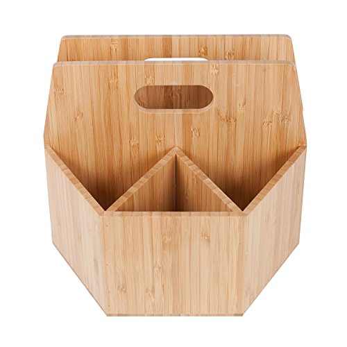 Bamboo Rotating Utensil Holder Portable Silverware Caddy, Condiment