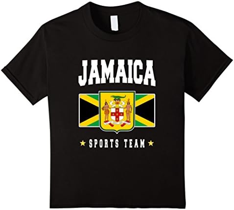 Kids JAMAICA T-shirt Jamaican Pride Flag Tee Soccer Football 10 Black