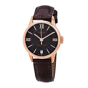 Amazon.com: Tissot Chemin des Tourelles Powermatic 80 Rose Gold Brown Leather Watch 32mm T099 