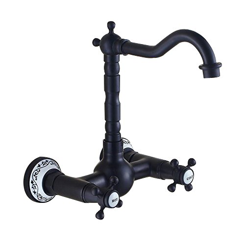 Copper wall mounted 9 inches bathroom faucet with cross…