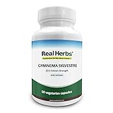 Real Herbs Gymnema Sylvestre Extract - Derived from 14,000mg of Gymnema Sylvestre with 20 : 1 Extract Strength - Regulates Blood Sugar Levels, Support Weight Management - 50 Vegetarian Capsules