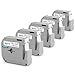 Suminey Compatible Brother P-touch M Tape M231 MK231 M-k231, Black on White, 1/2 inch (12mm) 26.2 feet each, Label Maker M Tape for Brother P-touch, PTM95 PT-90 PT-M95 PT-70BM, 5PK