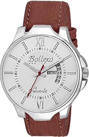 Slim Series Analog White Dial Brown Strap Mens Watch
