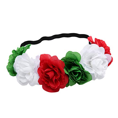 Women Rose Flower Headband Exquisite Flower Crown Adjustable Garland Ribbon Elastic Artificial Flower hair band for Wedding Festival Party Hallowmas Vacation Photography Props (D)