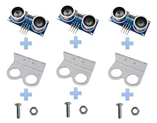 Excelity 3pcs Ultrasonic Module HC-SR04 Distance Sensor with 3pcs Mounting Bracket for Arduino