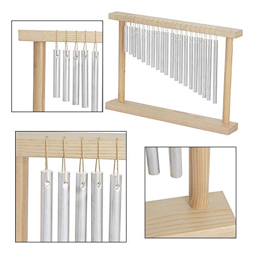 UMIWE Bar Chimes,20 Bars Percussion Chime Bars with Solid Aluminum Pipe and Wooden Stand Stick,Windbell Percussion Instrument,Table Top Wind Percussion Chimes for Bar House Office Decoration
