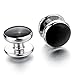 INBLUE Men's Rhodium Plated Enamel Cufflinks Silver Tone Black Stud Set Tuxedo