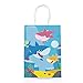 Yizeda 16 Packs Happy Shark Family Party Bags,Treat,Candy and Goodie Bags,Shark Gift Bags Party Supplies for Kids Cute Shark Themed Party, Birthday Decoration Gift Bags