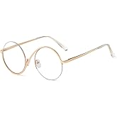 kachawoo Half Rimless Eyeglasses Glasses Frame 8 S Shape Metal Round Anti Blue Light Ray Eyewears