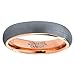 Tungsten Wedding Band Ring 5mm Men Women Comfort Fit 18k Rose Gold Plated Grey Dome Brushed Size 8.5
