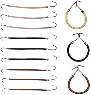 Floranea 12 Pcs Ponytail Hooks Elastic Band Black Brown Beige
