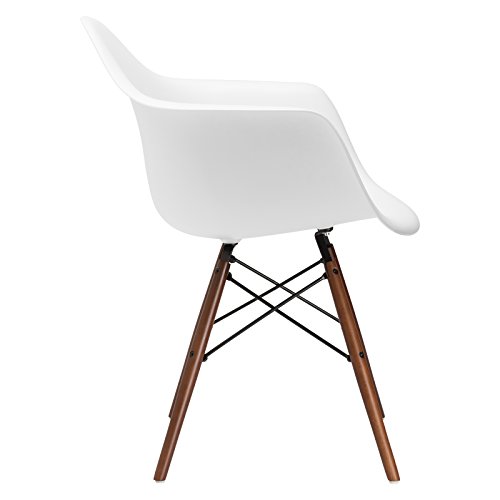 Poly and Bark Vortex Arm Chair Walnut Leg, White