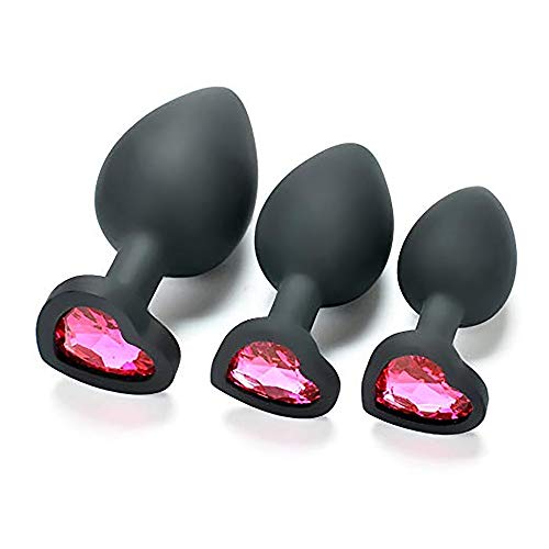 Set of 3 - Bu~tt P~lu~g T-bar Base - Silicone Toys - Erotic Games Role Play - Jeweled Stimulator Toys for Men and Women - 3 pcs Beginners Silicon Anales Set - Best Idea for Gift - Black - Thumbnail 4