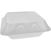 Pactiv YHLW08030000 8 in. 3 Compartment Foam Hinged Smartlock Medium44; White - Case of 150