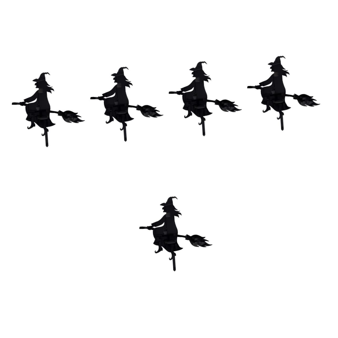 ABOOFAN 5pcs Halloween Plug Outdoor Decor Metal Decor Miniture Decoration Scary Porch Decor Decorative Witch Decor Halloween Welcome Sign Lawn Witch Adorn Yard Signs Garden Ornament Black