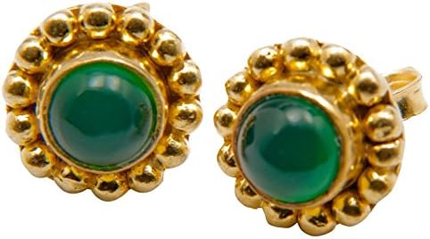 Sitara Collections® Green Onyx Gold Plated Post Earrings