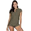 BesserBay Damen Surf Shirt Bademode Rash Guard UV Shirts mit Kurzarm und 1/4 Zip Surf Shirt Schwimmen Tankini UPF 50…