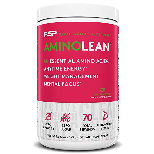 RSP AminoLean - All-in-One Pre Workout, Amino Energy, Weight Management Supplement with Amino Acids, Complete Preworkout Energy for Men & Women, Watermelon, 70 (Packaging May Vary)