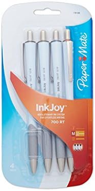 Papermate Inkjoy 700RT Retractable Ballpoint Pens, For Office, Home and School, Medium 1.0mm, Assorted 4/Pack (2 Black, 1 Blue, 1 Red)