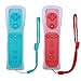 Poulep 2 Packs Gesture Controller with Silicone Case and Wrist Strap for Nintendo wii Wii U Gamepad Console (Red and Blue)