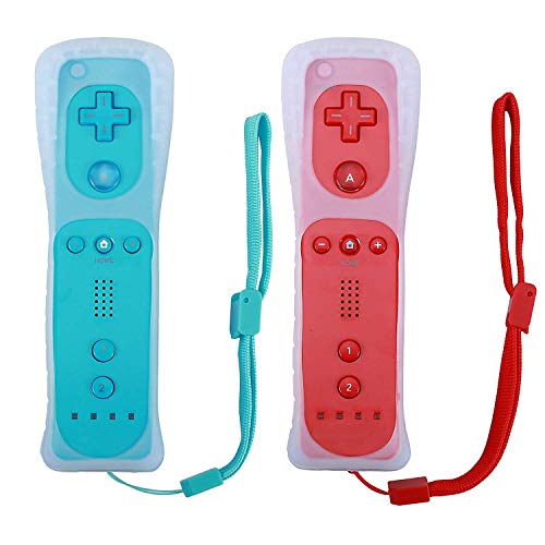 Poulep 2 Packs Gesture Controller with Silicone Case and Wrist Strap for Nintendo wii Wii U Gamepad Console (Red and Blue) Poulep 2 Packs Gesture Controller with Silicone Case and Wrist Strap for Nintendo wii Wii U Gamepad Console (Red and Blue)