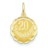 14K Yellow Gold Happy 20th Anniversary Disc Charm