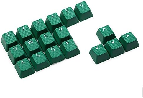 Rubber Gaming Keycap Set Rubberized Doubleshot Keycaps Cherry MX Compatible OEM Profile Shine-Through Set of 18 keycaps (Green)