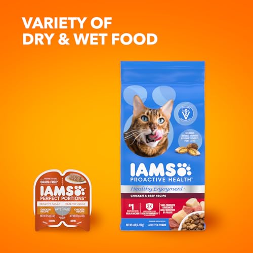 IAMS HEALTHY ENJOYMENT DRY CAT FOOD CHICKEN & BEEF RECIPE, CAT FOOD DRY RECIPE, 6 LB. BAG