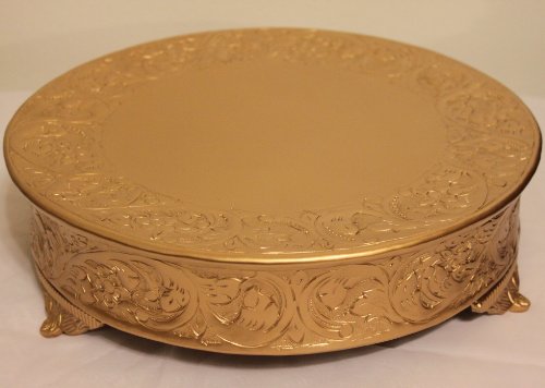 Belmont 18 Inch Matte Gold Round Wedding Cake Stand Plateau-