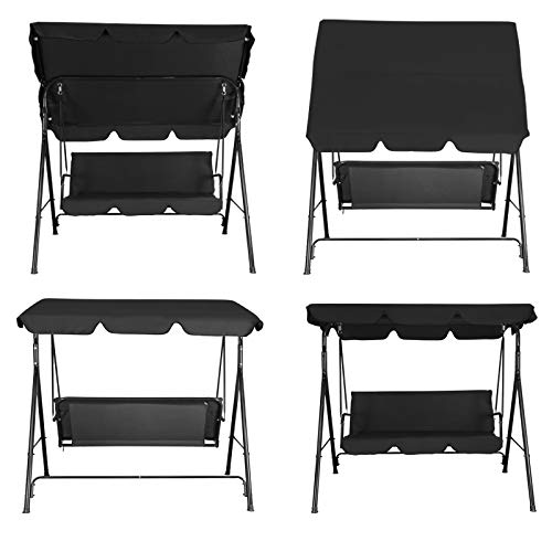 Flex HQ Patio Porch Swing Chair Canopy Outdoor Lounge 3-Person Seat Hang Bench Hammock (Black) - Thumbnail 2