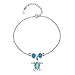 S SIFUNUO Anklets Sterling Silver Opal Turtle Anklet Barefoot Ankle Chain Beach Jewelry Charm for Women Blue