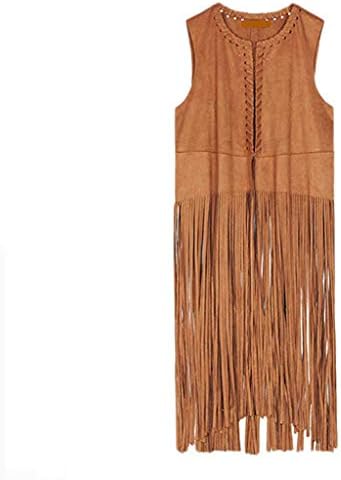 MIRRAY Women’s Gilet Casual Waistcoat Autumn Suede Ethnic Sleeveless Tassels Fringed Vest Cardigan