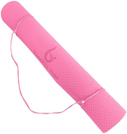 PosePlix Yoga Mat 72×31×1/4 Nonslip Surface Body Alignment Lines SGS Certified TPE Material Anti-Tear Exercise Non-Toxic Odorless with Carrying Rope (Pink)