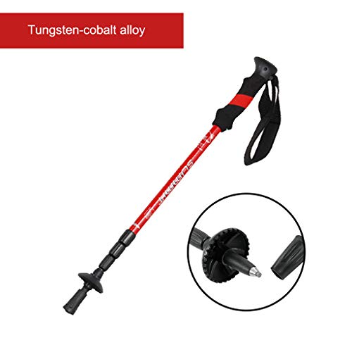 Samoii Mountain Outfitters Trekking Poles, Collapsible Lightweight Trekking Poles Sticks Alpenstock 55-125cm Red Blue for Walking Hiking (Red)