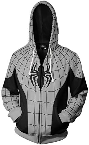 Superhero Hoodie Halloween Spider Cosplay Costume Fashion Hooded Coat for Unisex Adult