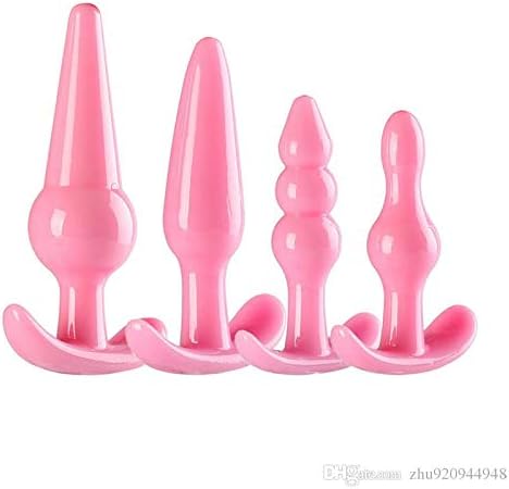 Bu~tt P~lu~g T-bar Base with Silicone Toys Erótic Games Role Play Stimulator Toys 4 pcs Beginners Anales Set - Pink