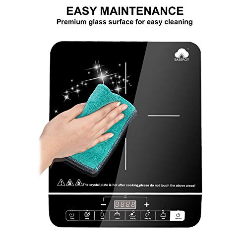 Easepot Electric Induction Cooker, 1800 Watt Touch Sensor Induction Cooktop with Safe System, Single Countertop Burner with 6 Pre-Programmed for Magnetic Cookwake