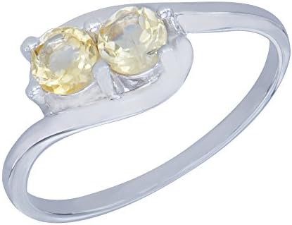 Caratera Adorable Natural Citrine Gemstone Sterling Silver Round Shapes Jewelry Womens Ring Size 7