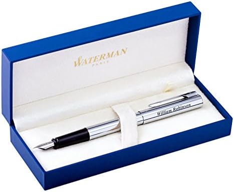 Personalised Christmas Gift - Waterman Fountain Pen Graduate Chrom with gift box - Laser Engraver with your text