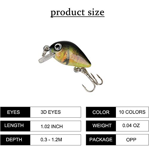 HENCETO Angelköder Crankbaits Set Hard Bait Vib Micro Lure Topwater Köder mit Drillingshaken, lebensechter Schwimmköder… – Bild 6