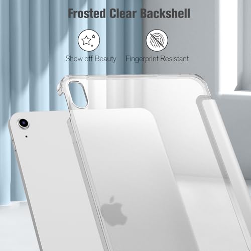 FINTIE Case for iPad A16 11th Gen 11 Inch 2025 and 10th Gen 10.9 Inch 2022 | Ultra Slim, Frosted Coloured Back Shell, Fold-back Stand, Auto Wake Sleep, for School or Office, Silver