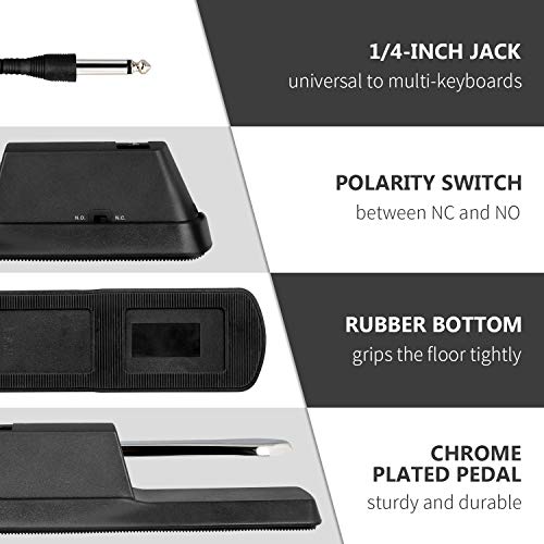 Mugig MY-1 Universal Sustain Pedal, Piano Foot Pedal for Electronic Keyboards, MIDI Keyboards, Digital Piano (1/4-inch Jack)