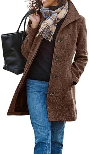 Amazon.com: CHARTOU Women's Casual Thicken Wool Blend Stand Collar