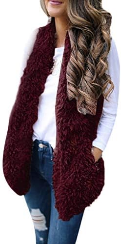 Clearance!! Women Womens Gilets Jacket Coat TUDUZ Ladies Autumn Winter Warm Warm Faux Fur Solid Casual Sleeveless Warm Vest Waistcoat