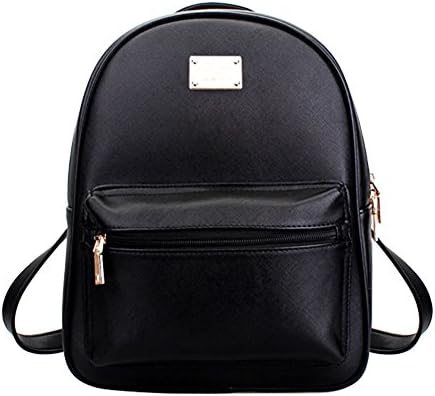 Tonlili Cool Leather Mini Womens Backpacks Purse Shoulder Bags Black
