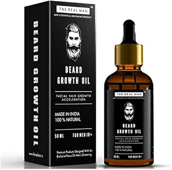 Amazon Com Beard Growth Oil By The Real Man Men S Mustache Beard Growth Oil 100 Natural Organic Conditioner Softener For Men 50ml 1 69oz Beard Care With Best Beard Oil